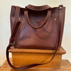 Portland Leather Goods Cognac Natural Full Grain Leather Crossbody Tote